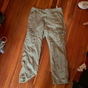 Mens Beige relaxed fit wrangler cargo pants